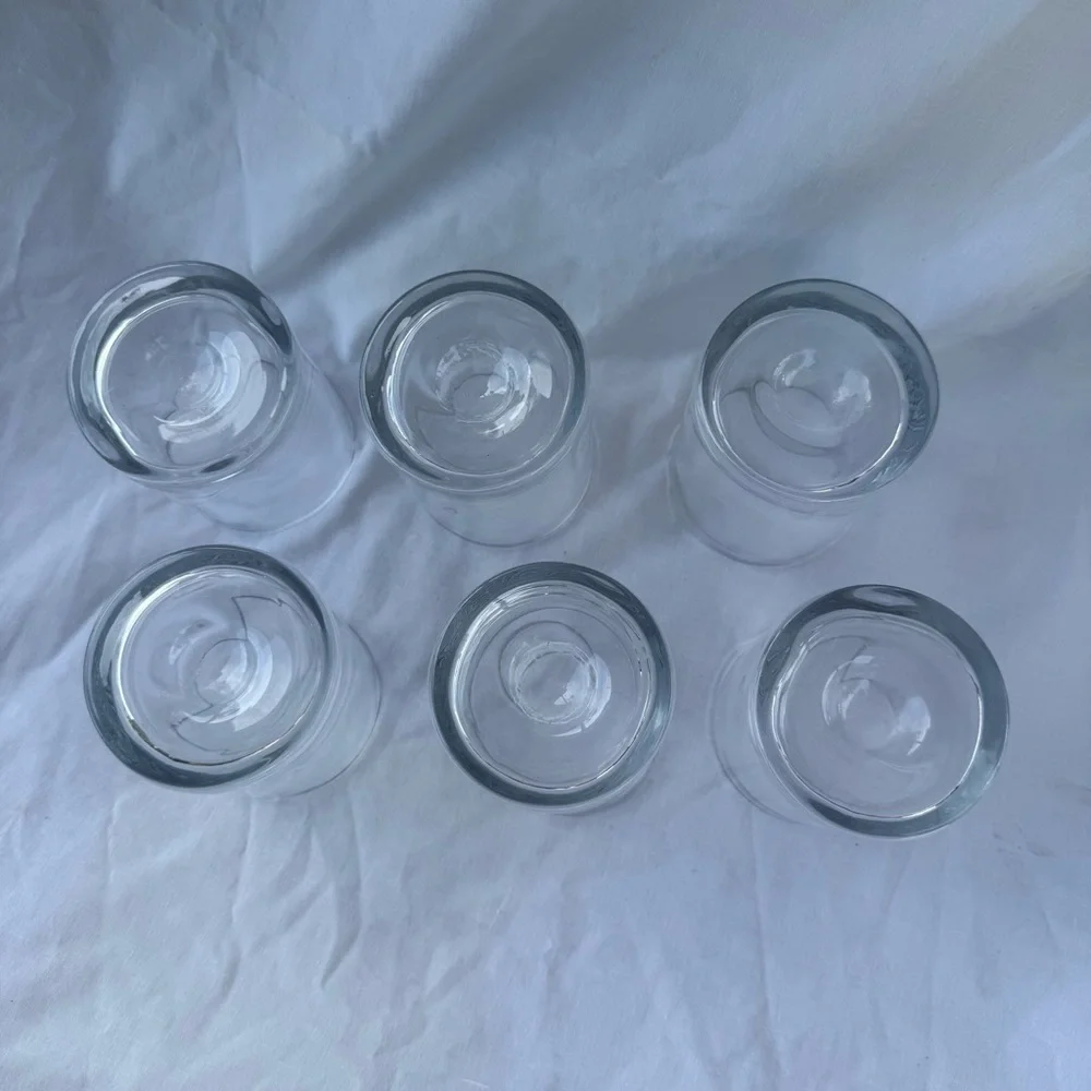 Clear Cylindrical Pinch Glasses or Dimple Glasses Lowball Glass Set of 8